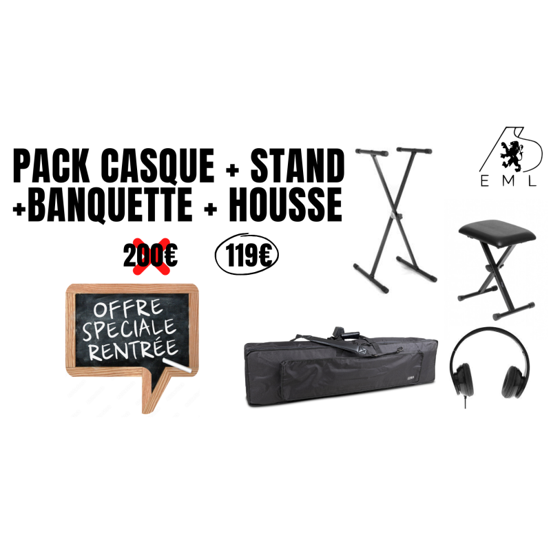 PACK COMPLET CLAVIER BANQUETTE + STAND + CASQUE + HOUSSE